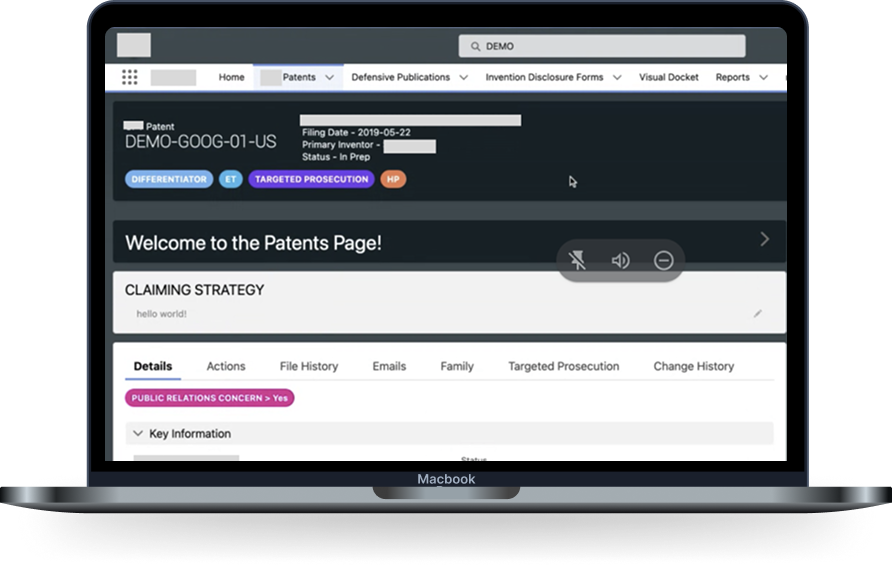 Legal council patent page before redesign